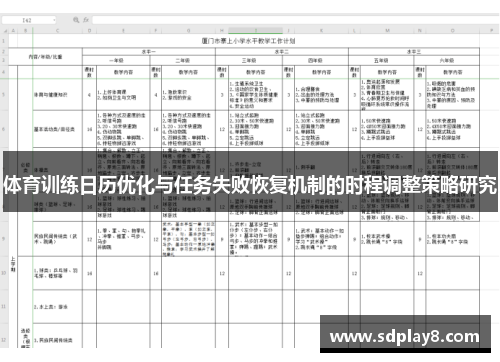 体育训练日历优化与任务失败恢复机制的时程调整策略研究